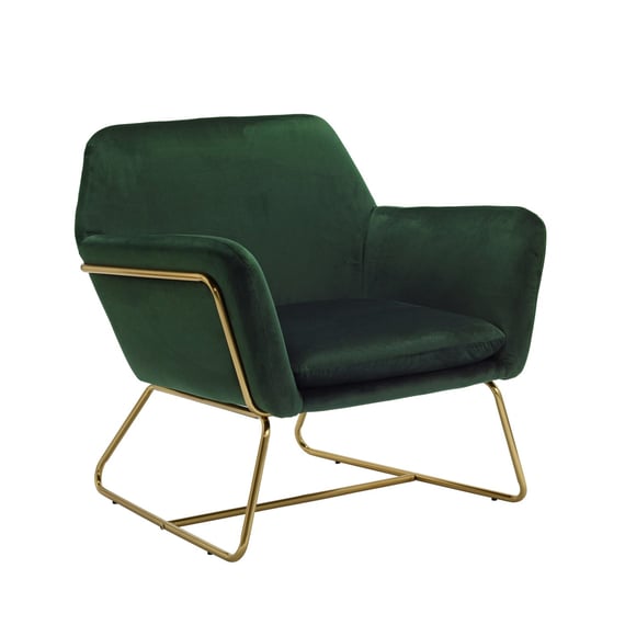 charles racing green velvet armchair gold angle view