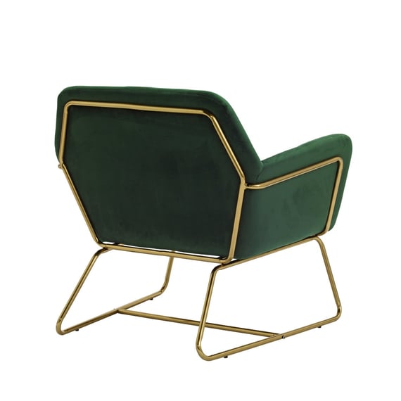 charles racing green velvet armchair gold back angle