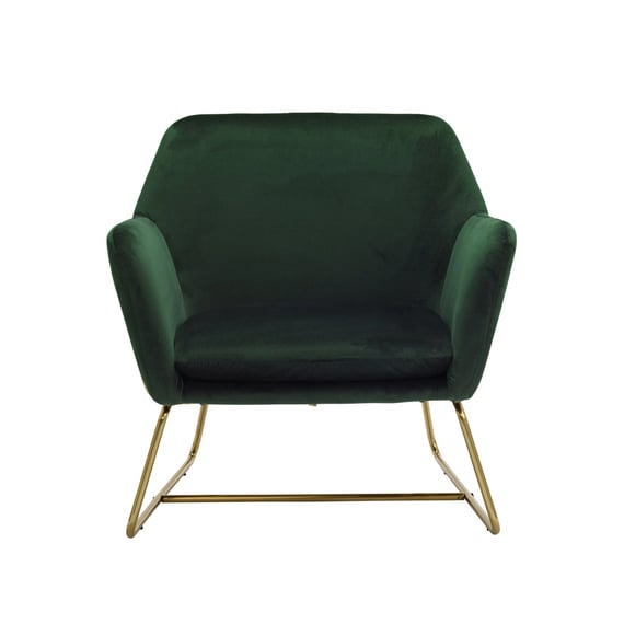 charles racing green velvet armchair gold frame front