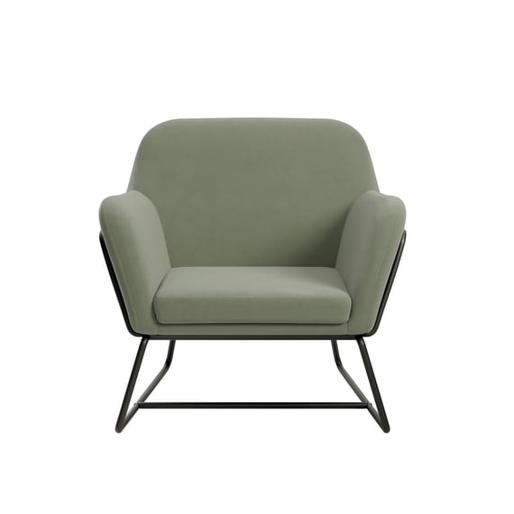 charles sage velvet armchair black frame front