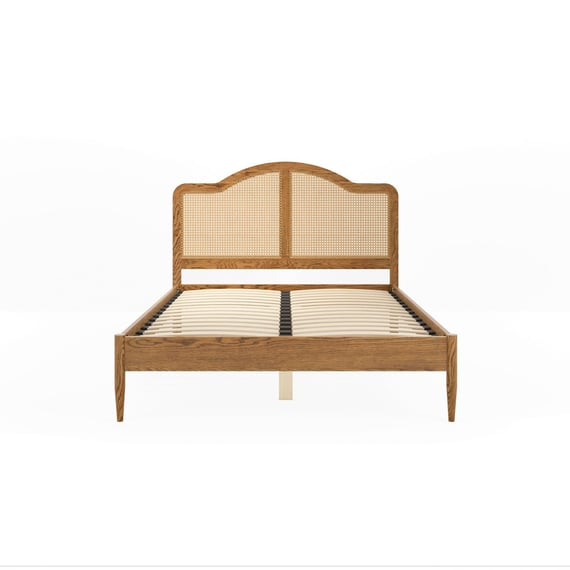claude smoked oak rattan double bed front