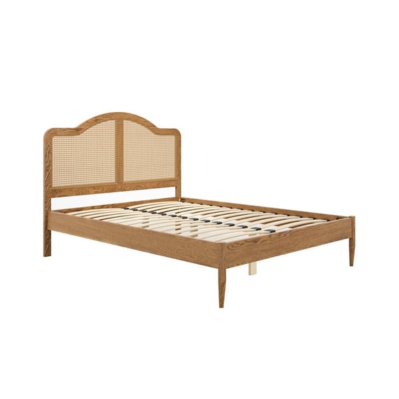 claude smoked oak rattan king bed angle