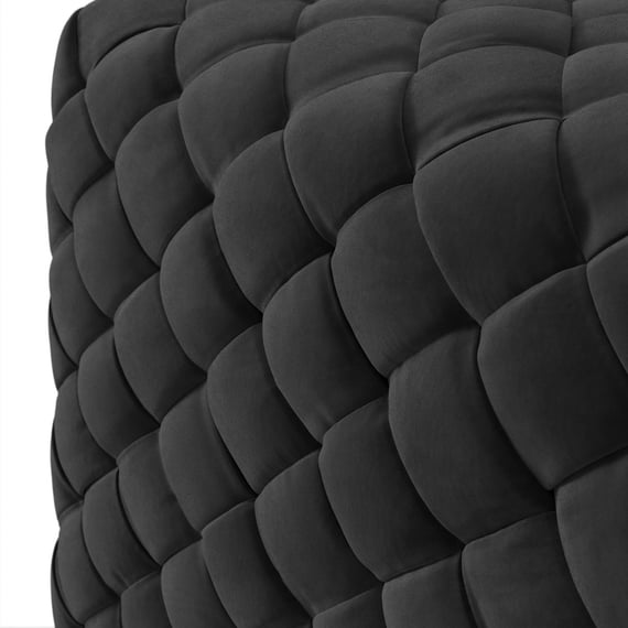 colline black velvet cube pouffe close up