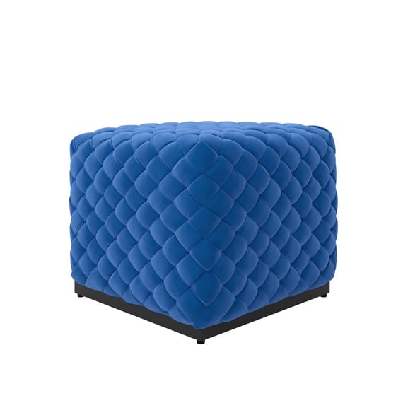 colline cobalt velvet cube pouffe angle