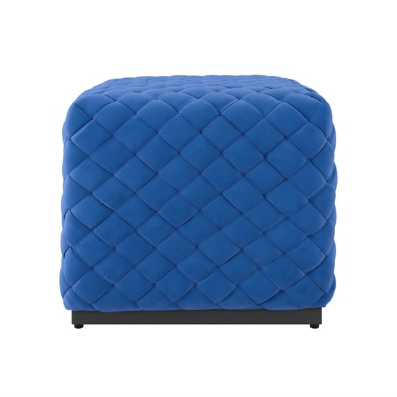 colline cobalt velvet cube pouffe front