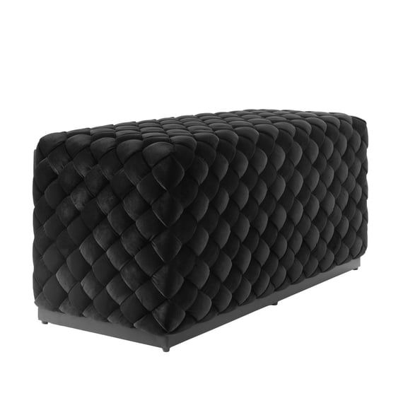 colline large black velvet pouffe angle