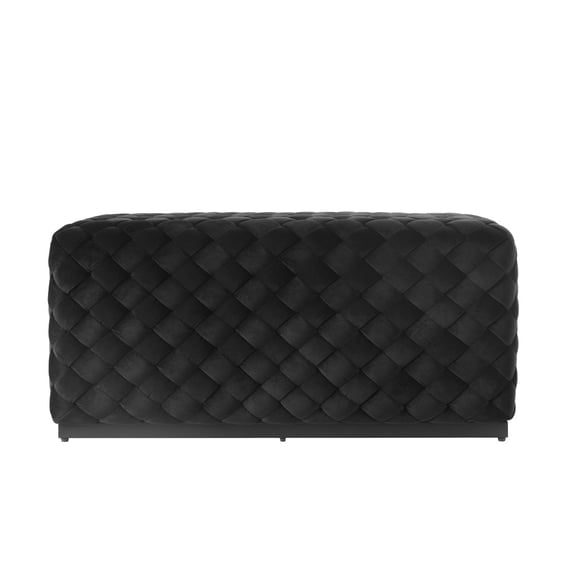 colline large black velvet pouffe front