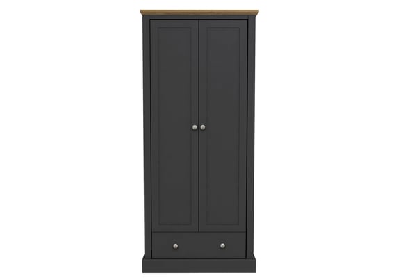 devon charcoal 2 door wardrobe front