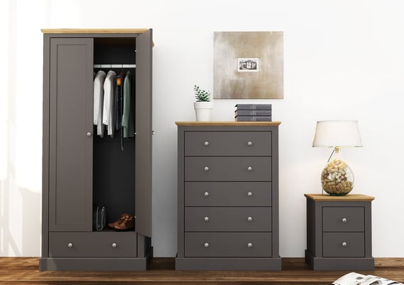 devon charcoal bedroom room set styled