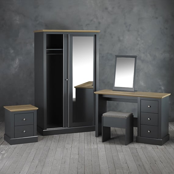 devon charcoal bedroom set wardrobe open dressing table