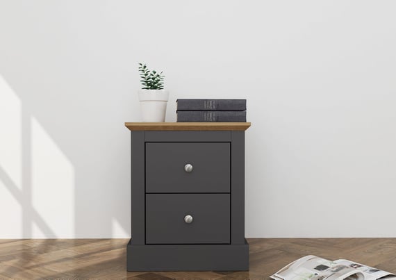 devon charcoal bedside table room set