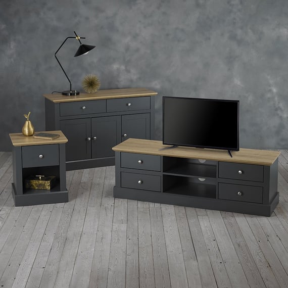 devon charcoal living room sideboard tv unit lamp table