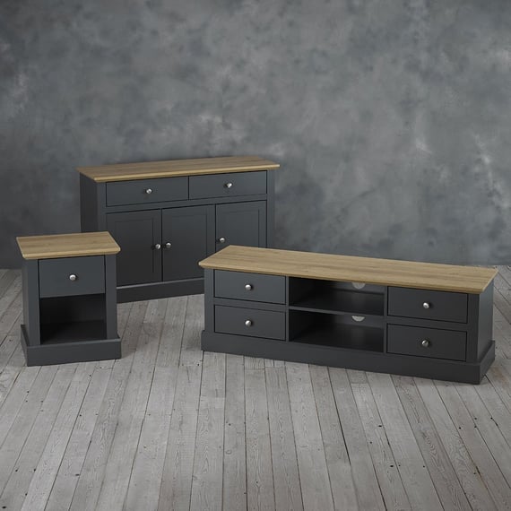 devon charcoal living sideboard tv unit bedside styled