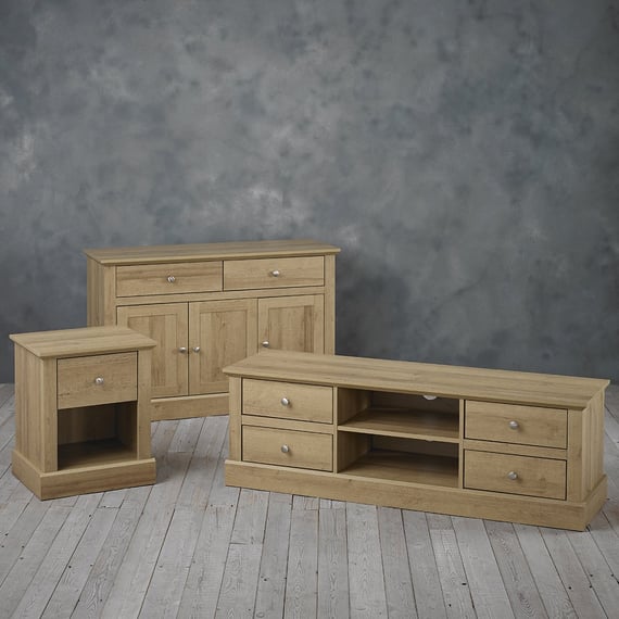 devon oak living sideboard tv unit lamp table styled