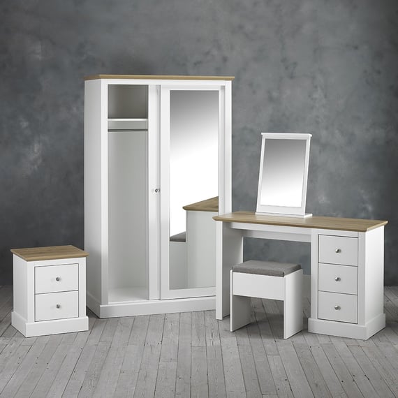 devon white bedroom set wardrobe open dressing table