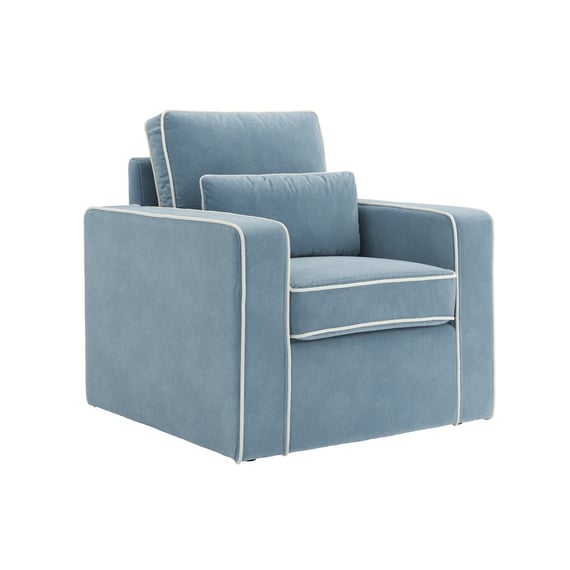 diego ice blue velvet armchair angle
