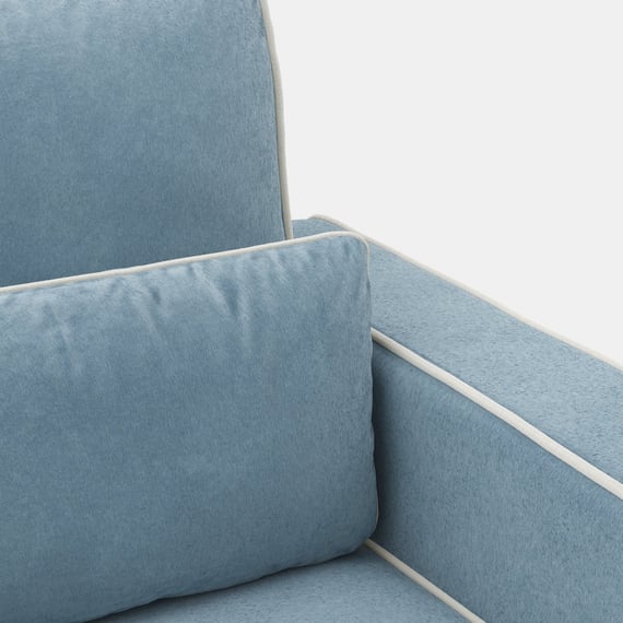 diego ice blue velvet armchair close up