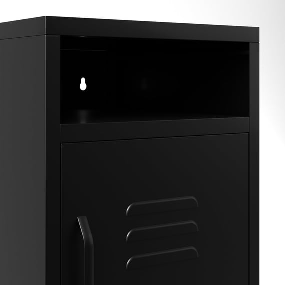dillon black bedside cabinet close up