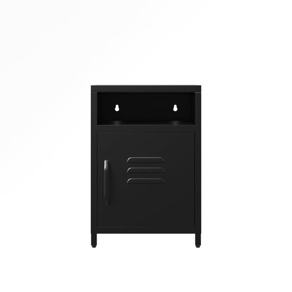 dillon black bedside cabinet front