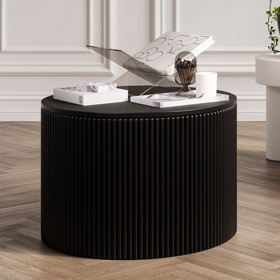eden black fluted coffee table angle