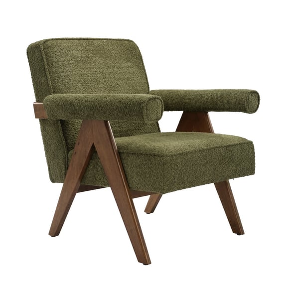 ember leaf green boucle armchair angle