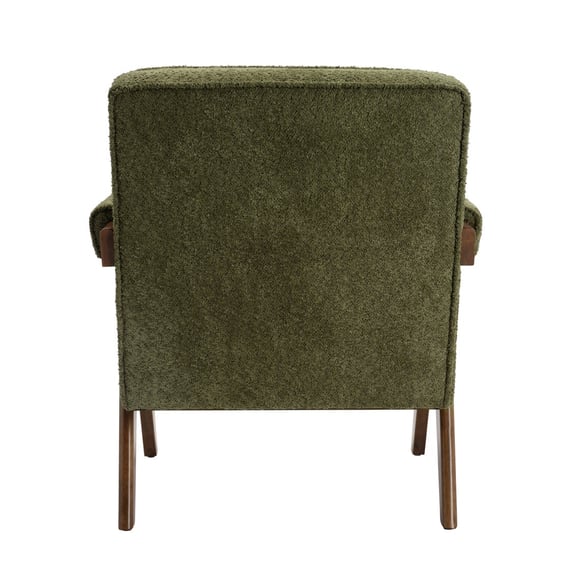 ember leaf green boucle armchair back