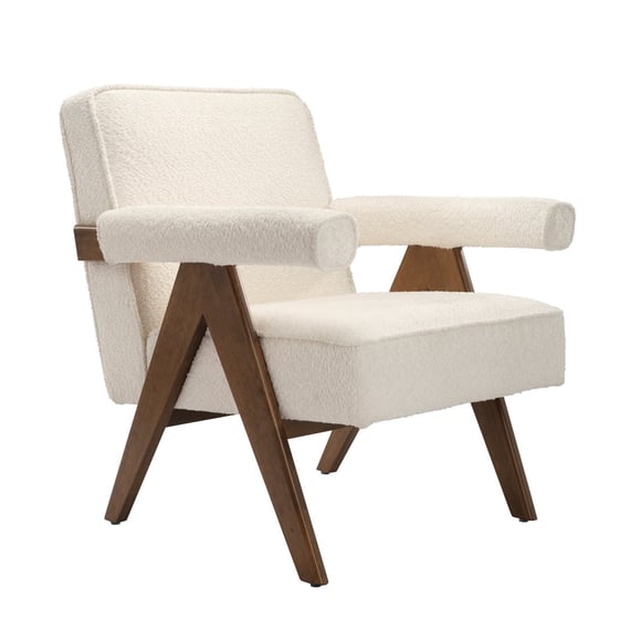 ember snow ivory boucle armchair angle