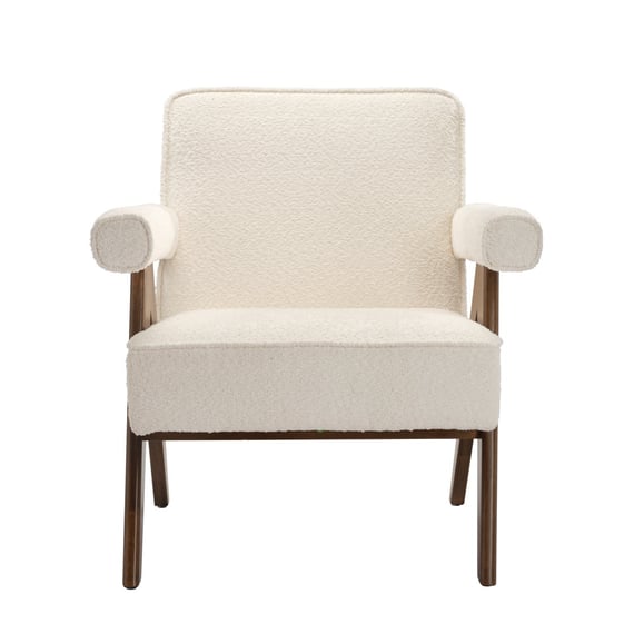 ember snow ivory boucle armchair front