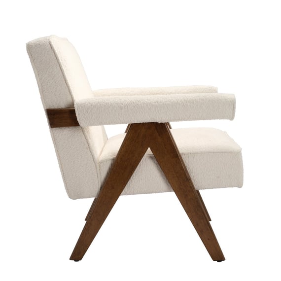 ember snow ivory boucle armchair side