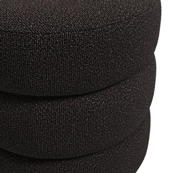 emi black boucle pouffe close up