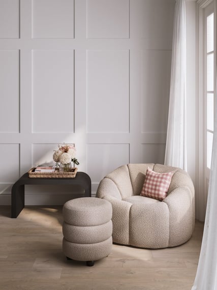 Emi Buff Black Pouffe
