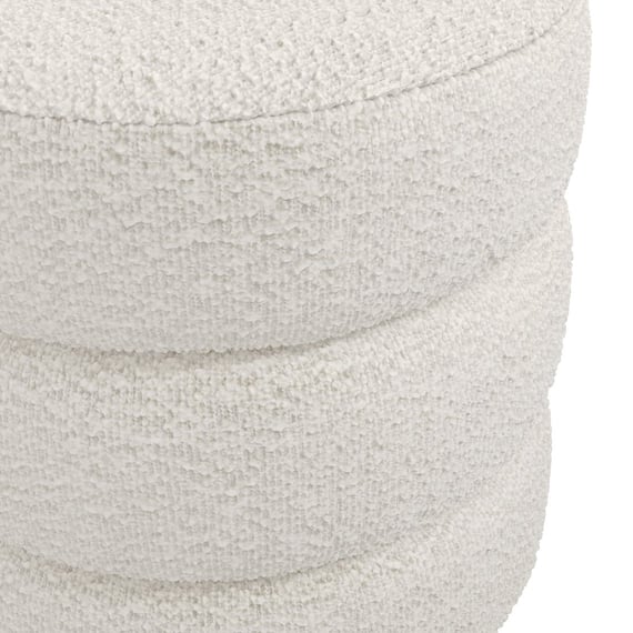 emi ivory boucle pouffe close up