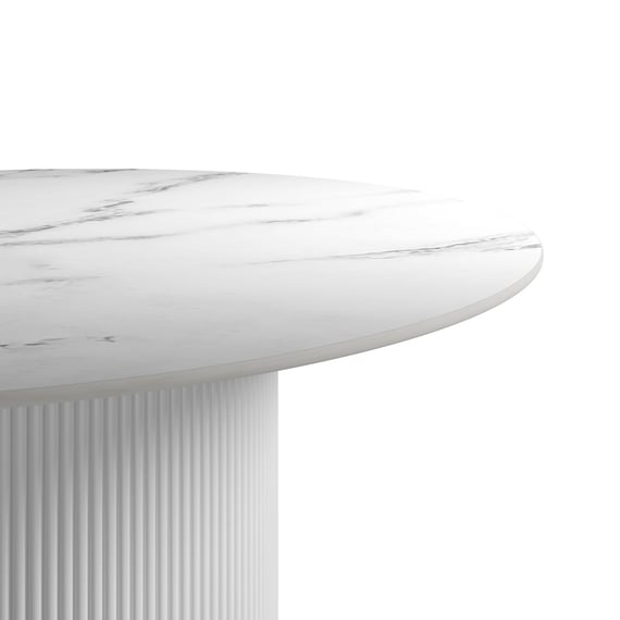 fuji stone white dining table studio close up