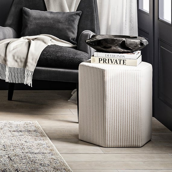harbour beige thin stripe stool styled