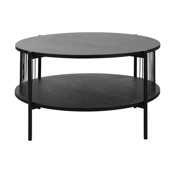 harper black round coffee table side
