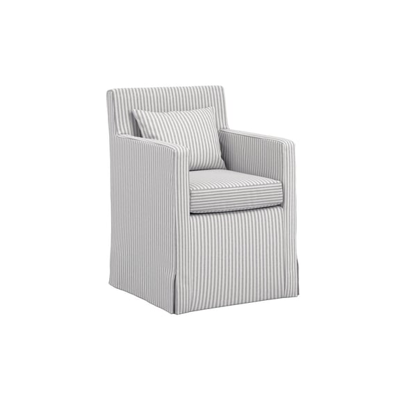 hettie grey cotton stripe dining chair angle