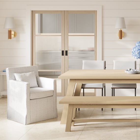 hettie grey stripe dining carver chair styled