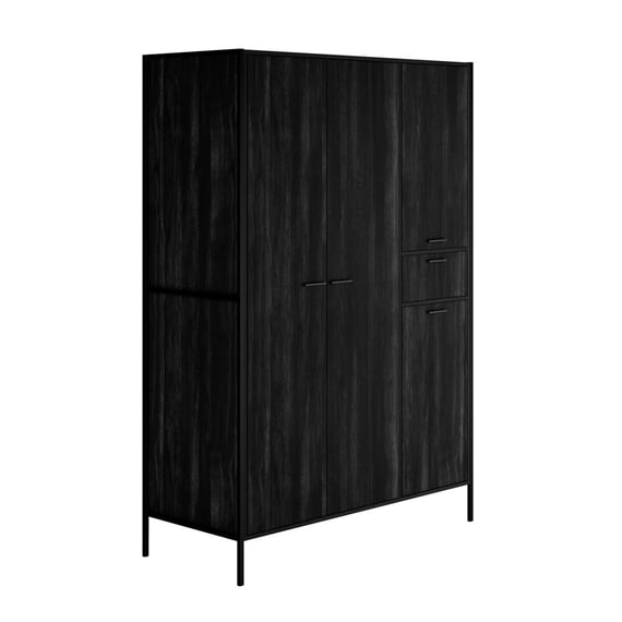hoxton black 2 door wardrobe angle