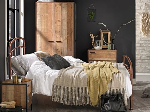 hoxton halston industrial bedroom bed wardrobe lifestyle
