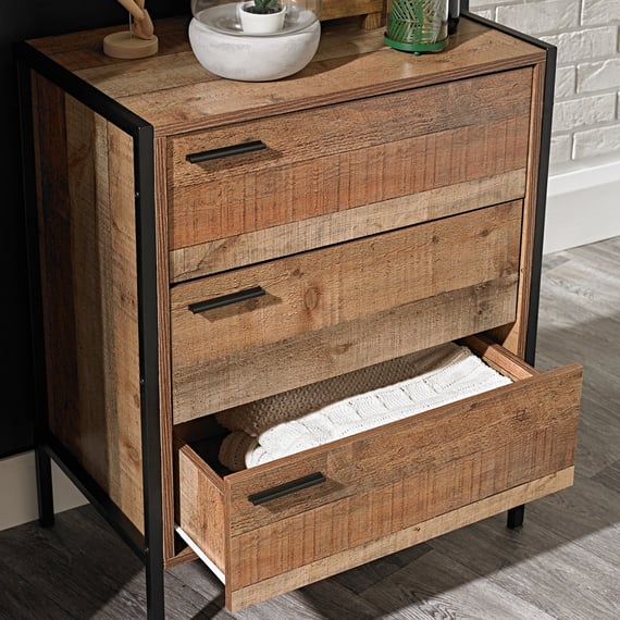hoxton industrial chest of drawers open drawer lifestyle