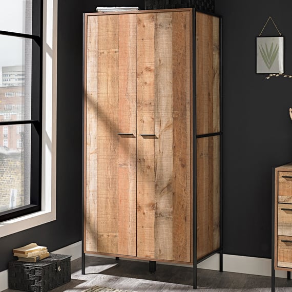 hoxton industrial wardrobe rustic oak bedroom lifestyle