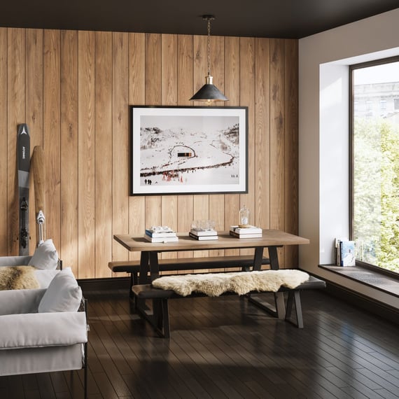 hyde natural oak dining table bench room shot