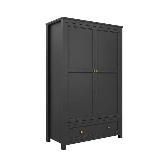 ives black 2 door wardrobe angle