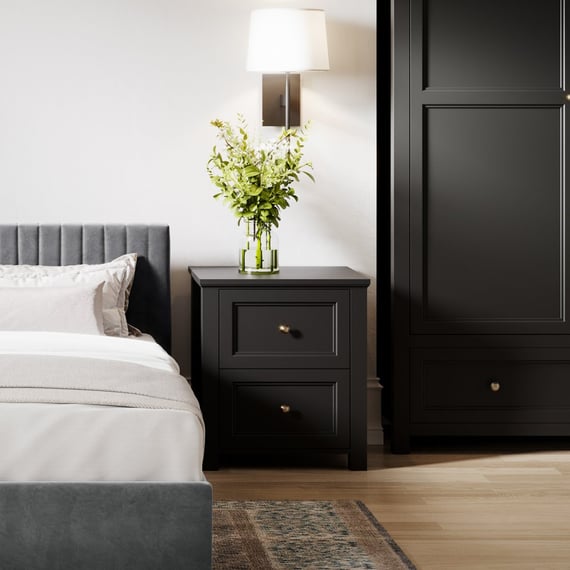 ives black bedside cabinet lifestyle