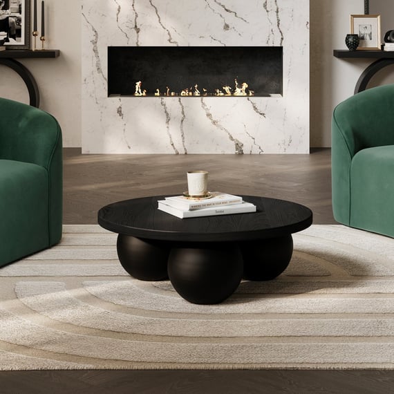 kenji matte black coffee table close up