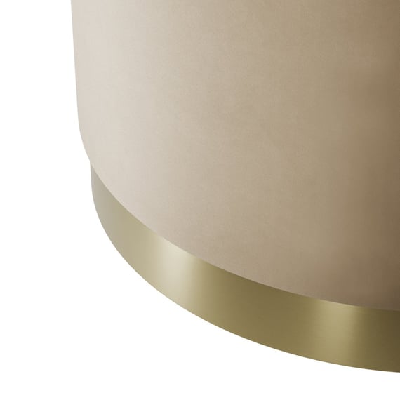 lara beige velvet large pouffe close up