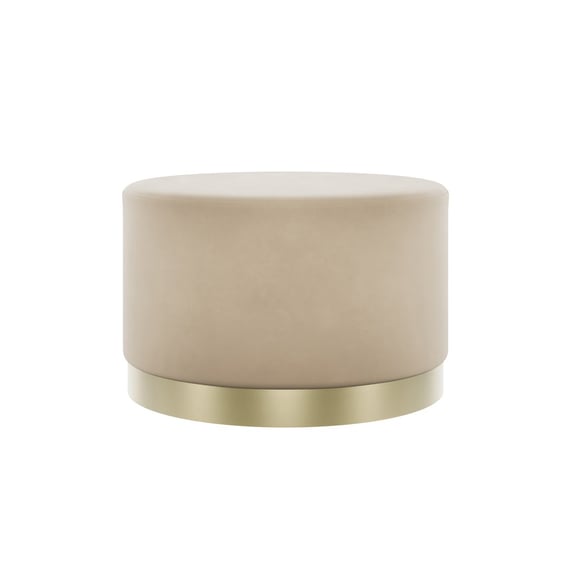lara beige velvet large pouffe front