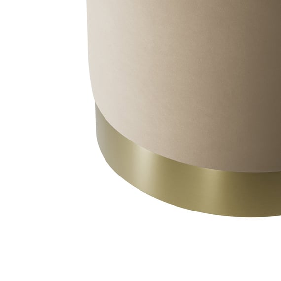 lara beige velvet small pouffe close up