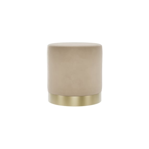 lara beige velvet small pouffe front