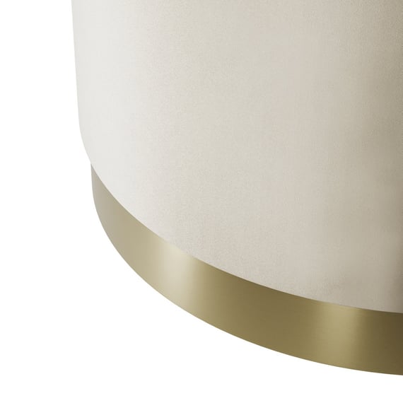 lara cream velvet large pouffe close up